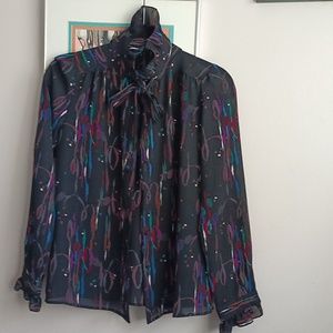 vintage blouse with tie bow collar
